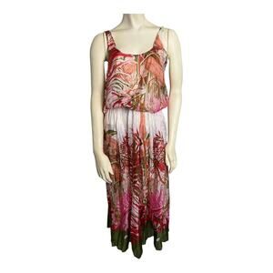 Vintage Silk Skirt Top Set Outfit Tank Sheer Paris France Jungle Theme S M